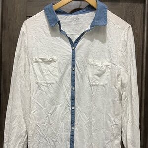 LOFT White Long Sleeve Button Down Shirt